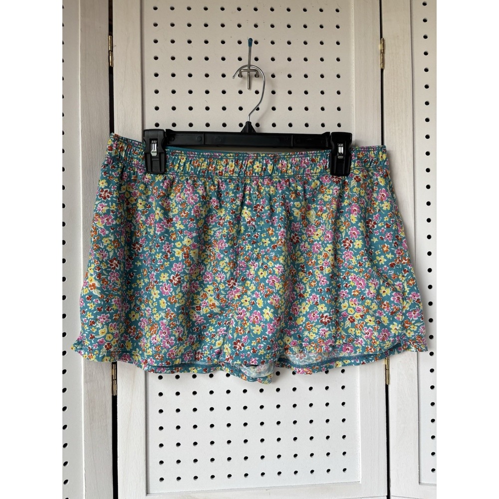 Victoria's Secret Sleepwear Shorts Lounge Pajama Teal Multi Floral Size Medium